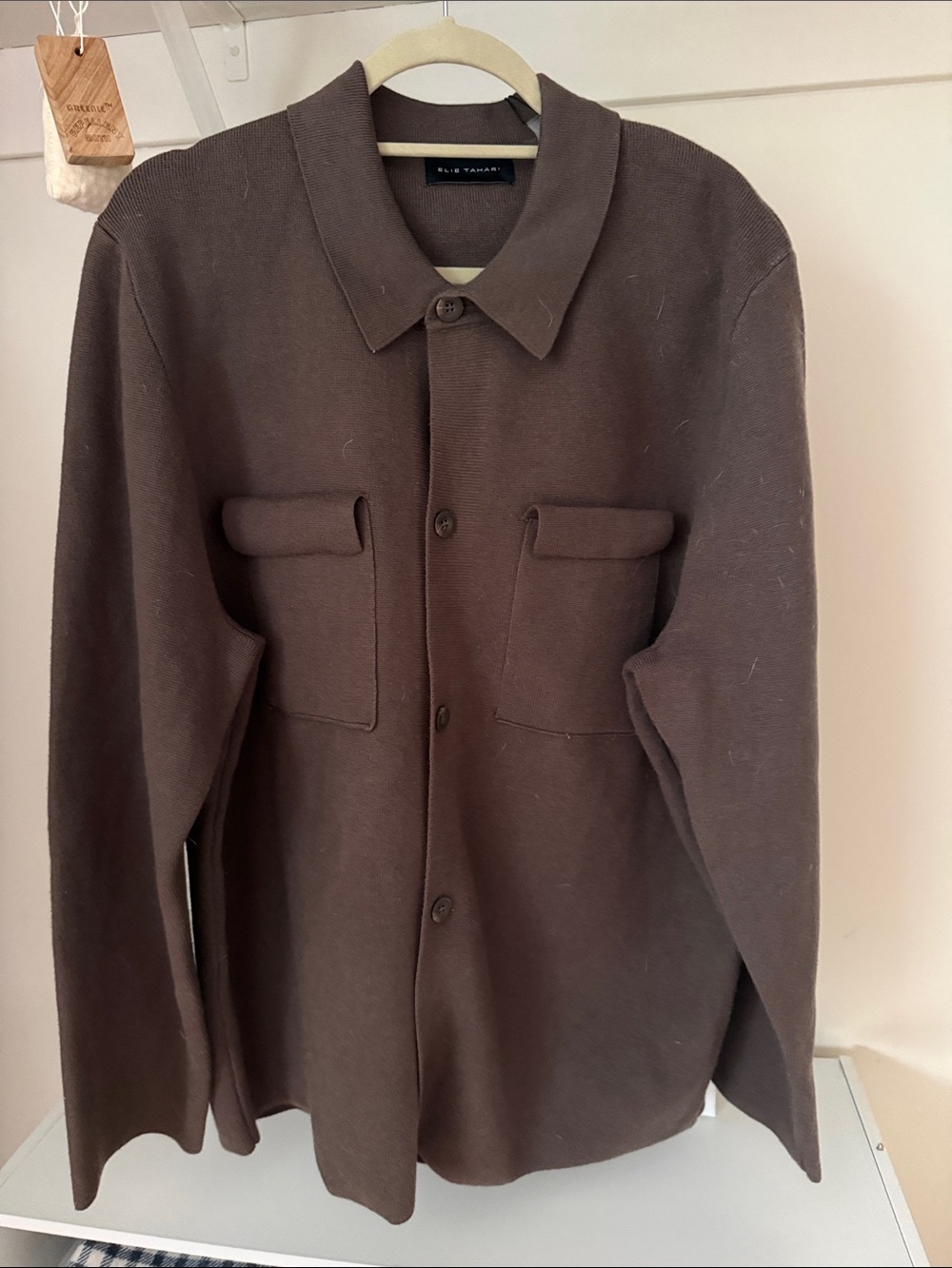 Elie Tahari Chocolate Brown Lightweight Shirt Jacket